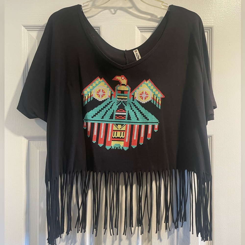 Aztec Phoenix Cropped Fringe Tee